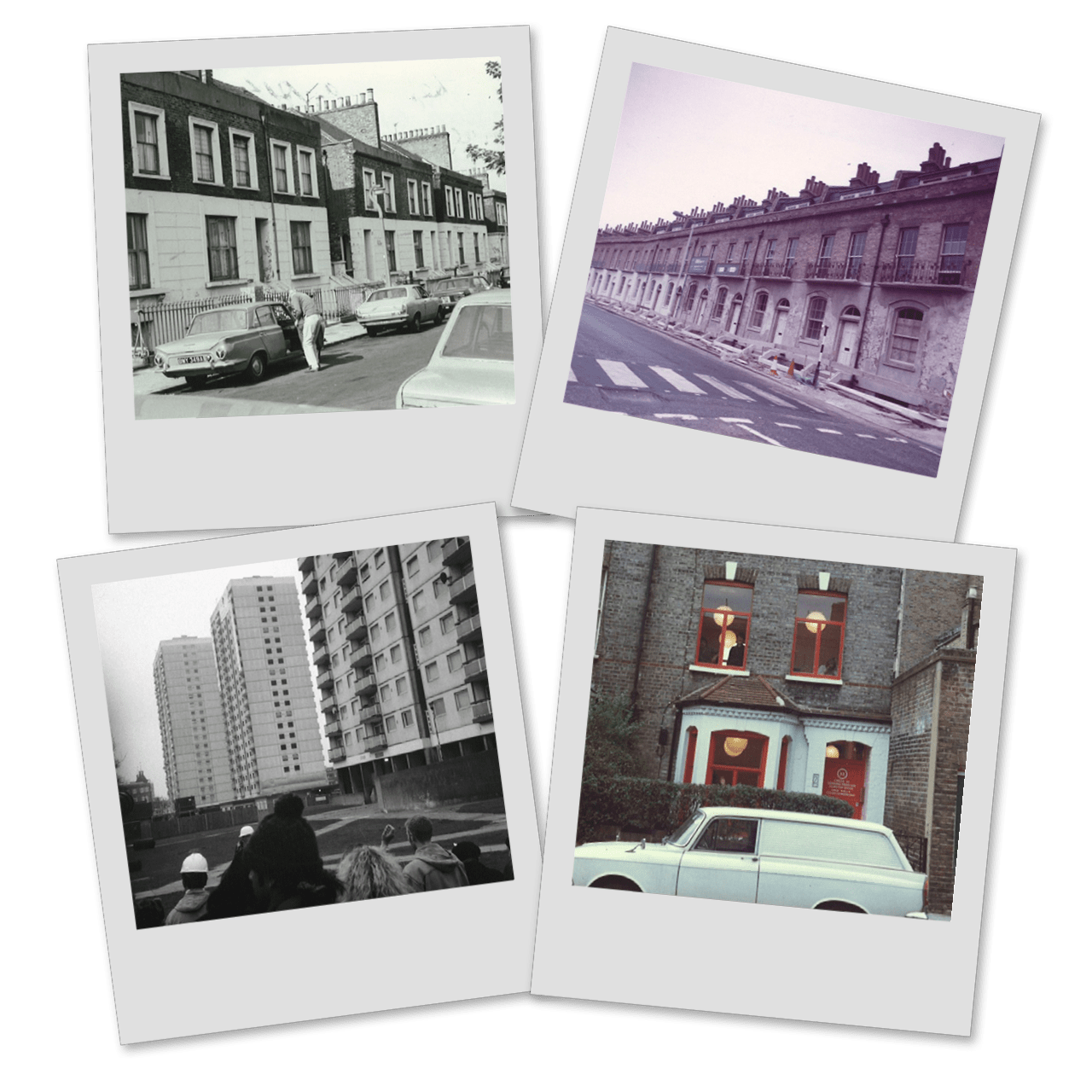 Collage of historic developments